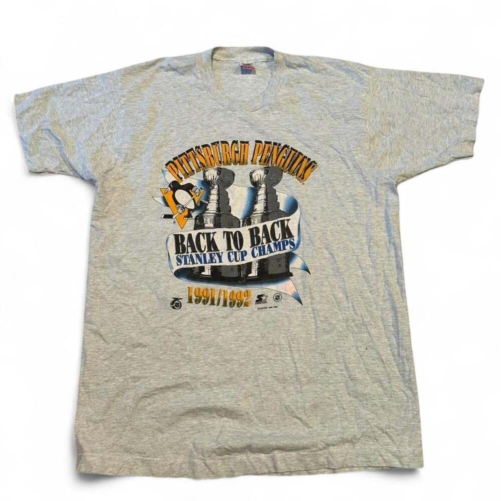 Vintage 1992 Pittsburgh Penguins Back to Back Stanley Cup Champions T-Shirt XL